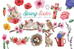 Spring Easter Watercolor Art Collection Png, Easter Png, Easter Watercolor