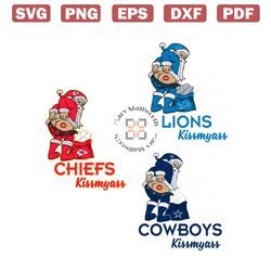Detroit Lions Chiefs Dallas Merry Kissmyass SVG Bundle
