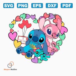 Happy Valentines Day Stitch And Angle PNG