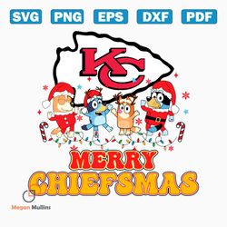 Bluey Family Merry Christmas Kansas City Chiefs SVG