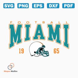 Vintage Miami Dolphins Football 1965 Svg Digital Download