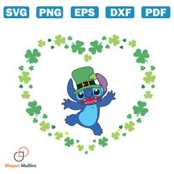 Shamrock St Patricks Day Stitch Heart Lucky Clover SVG