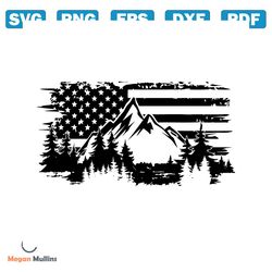 American flag Svg, Mountain SVG, Camping SVG, Landscape svg, Mountains png, Trees and Mountain svg, Forest svg, 4th of J
