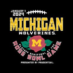 Retro Michigan Wolverines 2024 Playoff Rose Bowl Game Svg