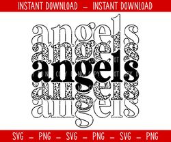 Angels SVG, LA SVG, Basbeball svg, cricut svg, Angels Baseball, Stacked Font svg, Stacked font Angels, Vinyl, sublimatio