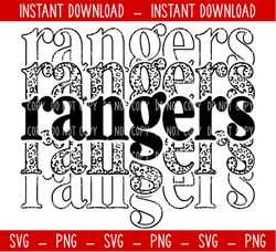 Rangers SVG, stacked font, leopard font, Baseball Svg, Stacked Rangers svg, Cricut SVG, Rangers baseball, baseball mom,