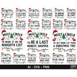 Most Likely to Christmas Svg Bundle, 50 Most Likely to Christmas Shirt Svg Bundle, Christmas Most Likely to Svg, Funny C