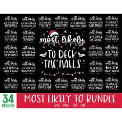 Most Likely To Christmas svg Bundle, Funny Christmas Shirt svg, Family Christmas Shirt svg, SVG File for Cricut, Silhoue