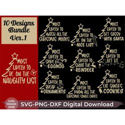 Christmas Bundle Svg, Funny Christmas Svg Bundle, Most Likely To Svg, Family Christmas Shirts Svg, Dxf, Png, Silhouette,