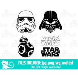 Star Wars SVG, Storm Trooper Darth Vader SVG, Digital Cut Files in svg, dxf, png and jpg, Printable Clipart