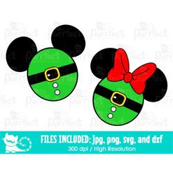 Mouse Christmas Santa Elf Head SVG, Digital Cut Files in svg, dxf, png and jpg, Printable Clipart, Instant Download
