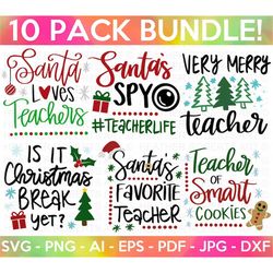 Teacher Christmas Colored SVG Bundle, Christmas SVG, School Christmas svg, Teacher Life, Santa SVG, Funny Christmas Shir