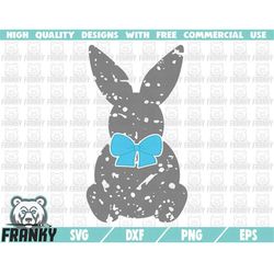 Easter bunny SVG  DXF file  Cut file  Easter svg  Bunny svg  Distressed  Grunge  Bunny with bow svg  Bunny silhouette  C