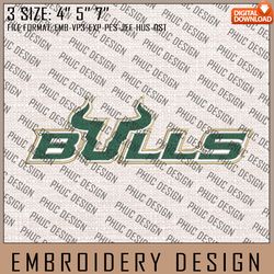 NCAA South Florida Bulls Machine Embroidery Design, NCAA Logo, Embroidery File, 3 size, Instand Download, NCAA Teams