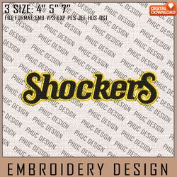 NCAA Wichita State Shockers Logo Embroidery Design, Machine Embroidery Files in 3 Sizes for Sport Lovers, NCAA Teams