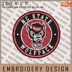 NCAA NC State Wolfpack Embroidery File, 3 Sizes, 6 Formats, NCAA Machine Embroidery Design, NCAA Teams, NCAA Logo