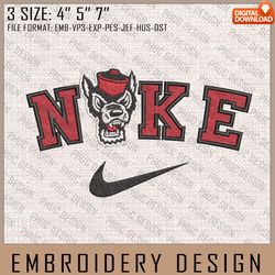 NCAA Embroidery Files, Nlke NC State Wolfpack Embroidery Designs, NC State Wolfpack, Machine Embroidery Files