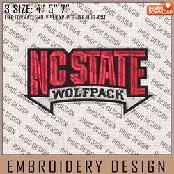 NCAA NC State Wolfpack Embroidery File, 3 Sizes, 6 Formats, NCAA Machine Embroidery Design, NCAA Teams Wolfpack.