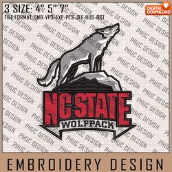 NCAA NC State Wolfpack Embroidery File, 3 Sizes, 6 Formats, NCAA Machine Embroidery Design, NCAA Teams Wolfpack