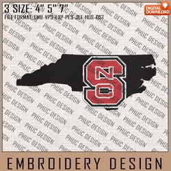 NCAA NC State Wolfpack Embroidery File, 3 Sizes, 6 Formats, NCAA Machine Embroidery Design, Instand Download
