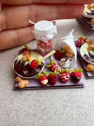 miniature for a dollhouse strawberry sweet set on a scale of 1 to 12