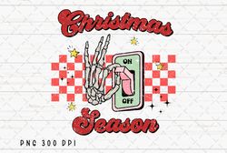 Christmas Season PNG File, Retro Merry Christmas Sublimation, Skull Skeleton Hand Design, Instant Digital Download