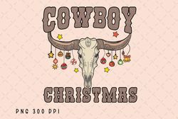 Cowboy Christmas PNG File, Retro Christmas Sublimation, Cow Skull, Christmas Bull Western Design, Instant Digital Downlo