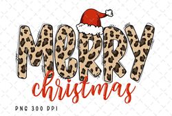 Merry Christmas Leopard with Santa Hat PNG File, Christmas Sublimation, Christmas Vibes png, Retro Christmas, Instant Di