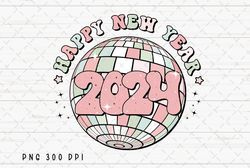 Retro Happy New Year 2024 PNG File, New Year Sublimation, 2024 PNG, Disco Ball PNG, Instant Digital Download 4