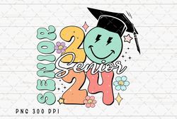 Retro Senior 2024 PNG File, Graduation Sublimation, Senior Class of 2024, Back to School, Instant Digital Download