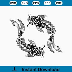 Koi Fish SVG | Carp SVG | Japanese Traditional Oriental Asian Pet Pond Aquarium | Cricut Cutting File Clip Art Vector Di