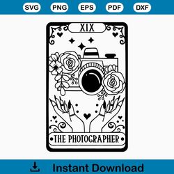 The Photographer Tarot Card svg / Photographer svg / Floral Camera svg / Camera tarot card / Photography SVG PNG, EPS