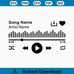 Music Player SVG, Audio Svg, Spotify Svg, Player Display Svg, Play Button Svg, Song Album Svg, Song Title Svg, Cut Files