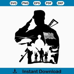 US Soldier Svg File | Military Svg | Veteran Soldier Svg | US Flag | Soldier Cut File | Military Png | US Soldier for Cr