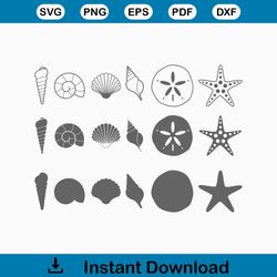 Seashells SVG. Cricut cut files. Layered files. Silhouette. DXF. PNG. eps. Digital download. Sea shells svg. Sea shells