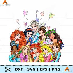 Retro Disney Princess Castle Balloons PNG