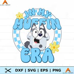 Retro In My Muffin Era Bluey Character PNG file