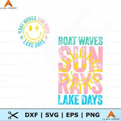 Boat Waves Sun Rays Lake Days SVG