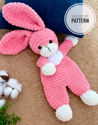 Crochet bunny pattern Crochet amigurumi bunny snuggler for baby shower gift Crochet cuddle toy pattern