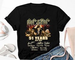 Graphic 51 Years AC/DC 1973-2024 Shirt, Tour 2024 Shirt, Signature ACDC Rock Band Shirt Fan Gifts, Ac/dc Band Tour 2024