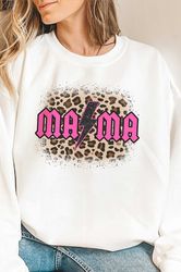 Leopard Lightning Mama Graphic Sweatshirt, Mother's Day Shirt, Mother's Day Sweatshirt, Mother's Day Gift, Gift For Mom,