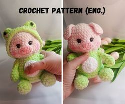 PIG CROCHET PATTERN - Amigurumi piggy plush pattern - Stuffed farm Animal toy - Easy to follow English Pdf tutorial