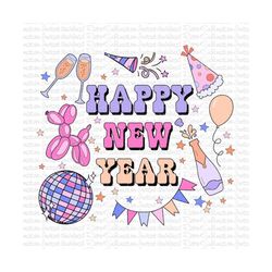 Retro Happy New Year 2024 Png, Disco Ball New Year&39s PNG,New Year 2024 Png, New Years PNG, Disco Ball PNG,Trendy New Y