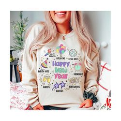 Happy New Year 2024 PNG Sublimation Digital Download, Disco Ball png, New years eve png, cheers to the new year png, New