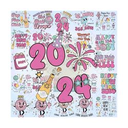 25 PNG Happy New Year Png Bundle 2024 Disco Ball Nye Wake me when the ball drops New Years Eve Same Hot Mess Cheers Desi
