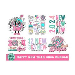 Happy New Year 2024 Png Bundle, Disco Ball New Year&39s PNG , Retro Happy New Year Sublimation Bundle, Digital Download