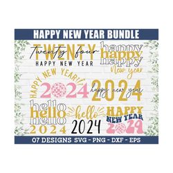 Happy New Year SVG Bundle - Happy New Year 2024 SVG, Hello 2024 SVG, New Year Shirt Svg, 2024 New Year Svg, Happy New Ye