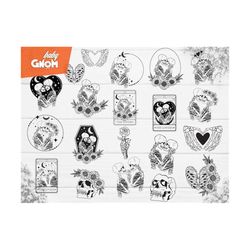 The Lovers Bundle SVG,20 BUNDLE, The Lovers tarot card svg, Skeleton lovers svg, Valentine skeletons svg, Tarot card svg