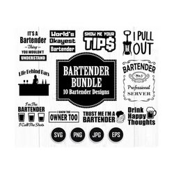 Bartender SVG Bundle | Bar SVG | Server SVG | Bartender Cut File | Bartender Sayings | Funny Bartender | Bartender Quote