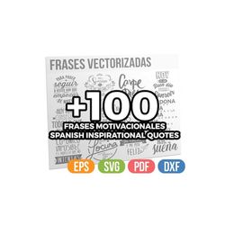 100 Spanish Motivational Inspirational Quote Bundle, Funny, Positive, SVG, EPS, Vector, Cricut, Silhouette, Cut Files